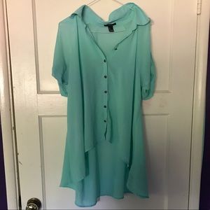 Teal Hi-Lo Button Down